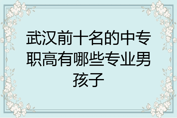 武汉前十名的中专职高有哪些专业男孩子