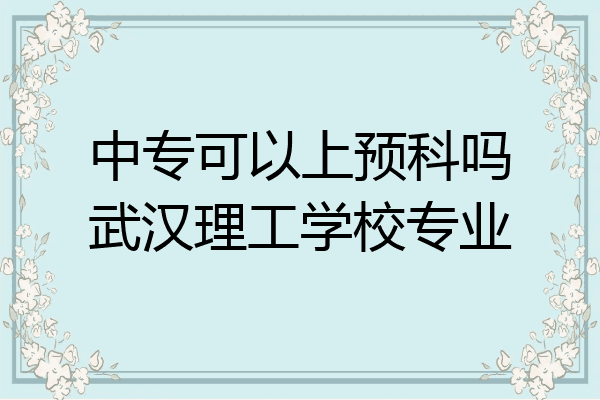 中专可以上预科吗武汉理工学校专业