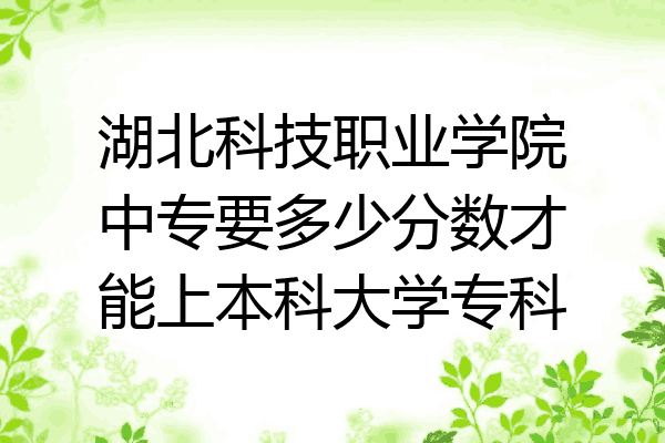 湖北科技职业学院中专要多少分数才能上本科大学专科