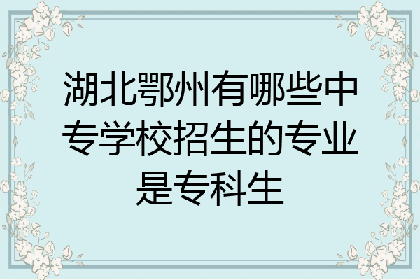 湖北鄂州有哪些中专学校招生的专业是专科生