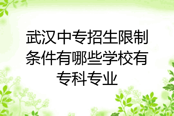 武汉中专招生限制条件有哪些学校有专科专业