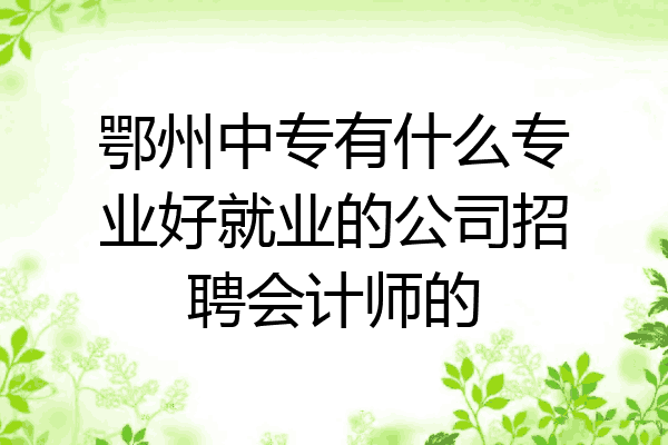 鄂州中专有什么专业好就业的公司招聘会计师的