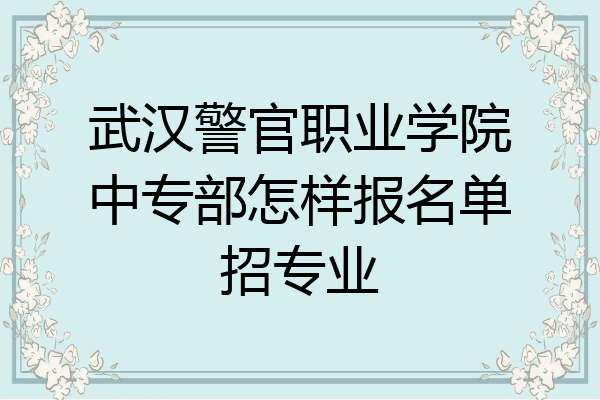 武汉警官职业学院中专部怎样报名单招专业