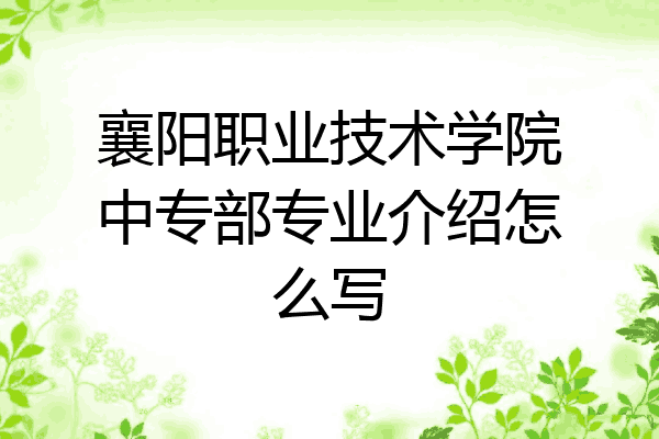 襄阳职业技术学院中专部专业介绍怎么写