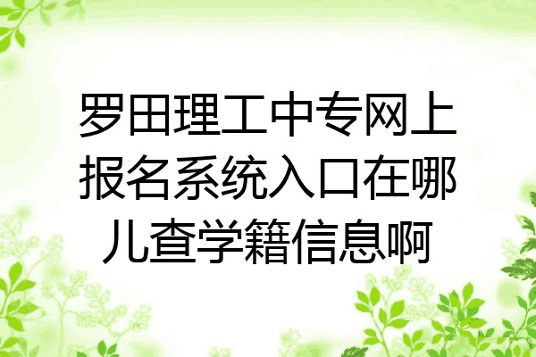 罗田理工中专网上报名系统入口在哪儿查学籍信息啊