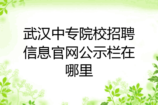武汉中专院校招聘信息官网公示栏在哪里