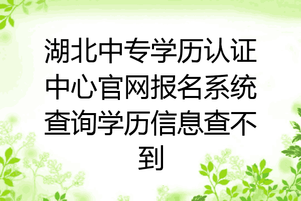 湖北中专学历认证中心官网报名系统查询学历信息查不到