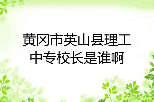黄冈市英山县理工中专校长是谁啊