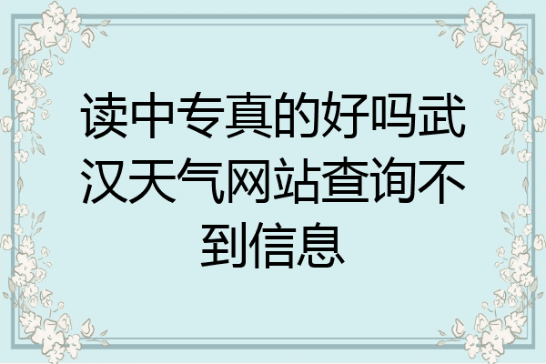 读中专真的好吗武汉天气网站查询不到信息