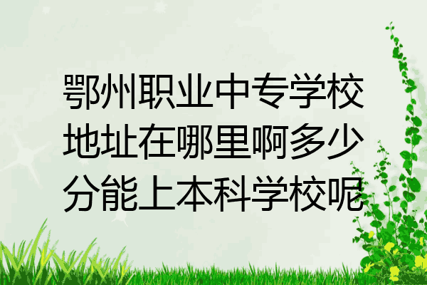 鄂州职业中专学校地址在哪里啊多少分能上本科学校呢