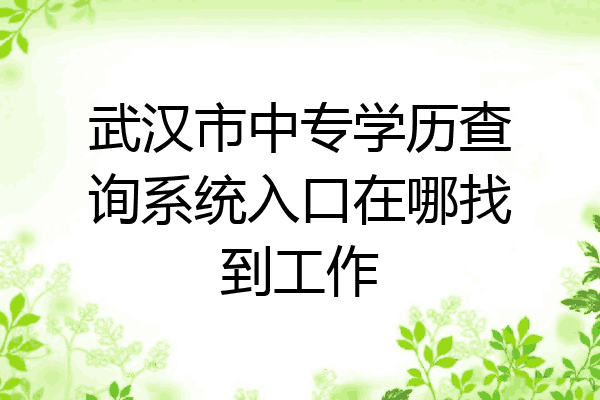 武汉市中专学历查询系统入口在哪找到工作