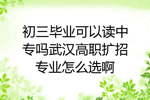 初三毕业可以读中专吗武汉高职扩招专业怎么选啊