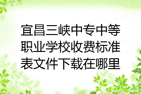 宜昌三峡中专中等职业学校收费标准表文件下载在哪里