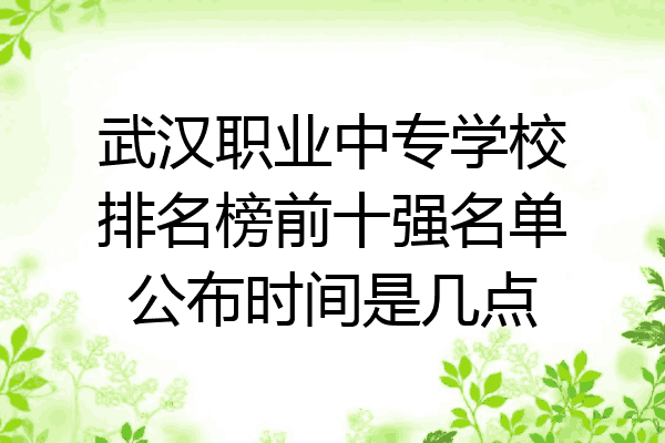 武汉职业中专学校排名榜前十强名单公布时间是几点
