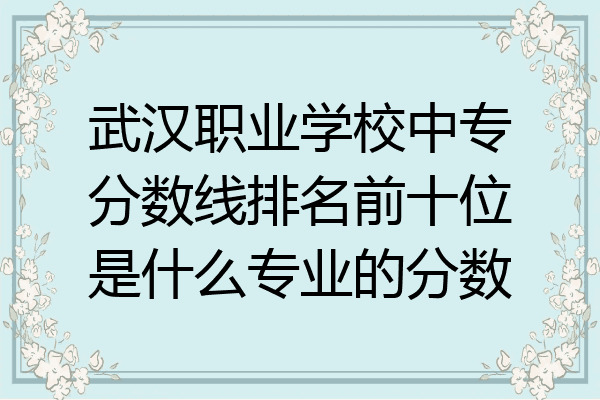武汉职业学校中专分数线排名前十位是什么专业的分数