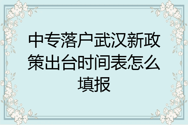 中专落户武汉新政策出台时间表怎么填报