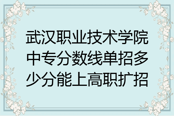 武汉职业技术学院中专分数线单招多少分能上高职扩招