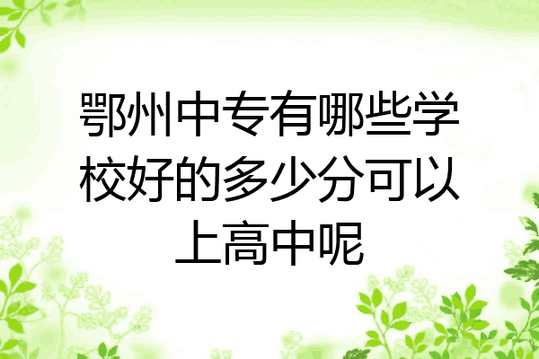 鄂州中专有哪些学校好的多少分可以上高中呢