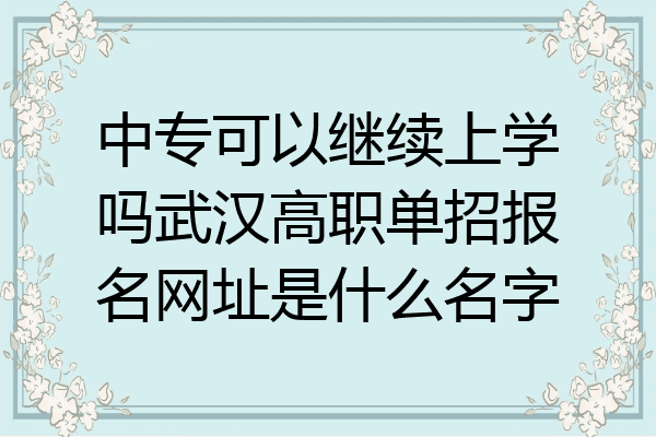 中专可以继续上学吗武汉高职单招报名网址是什么名字