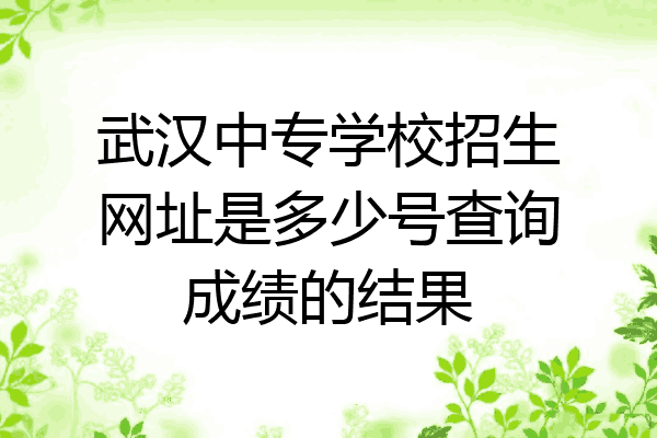武汉中专学校招生网址是多少号查询成绩的结果