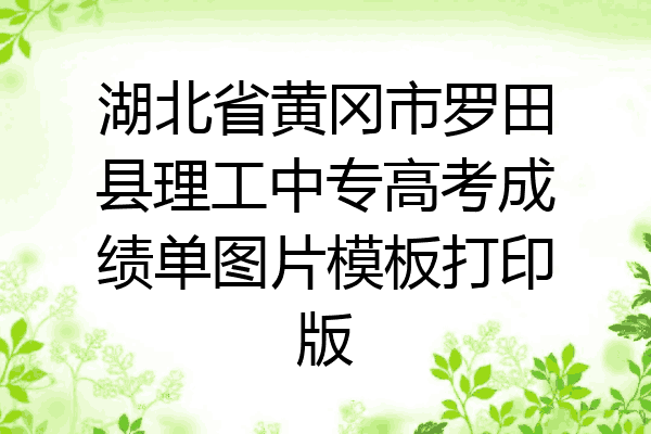 湖北省黄冈市罗田县理工中专高考成绩单图片模板打印版