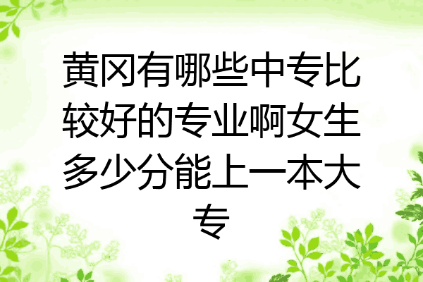 黄冈有哪些中专比较好的专业啊女生多少分能上一本大专