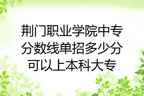 荆门职业学院中专分数线单招多少分可以上本科大专