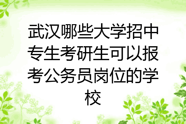 武汉哪些大学招中专生考研生可以报考公务员岗位的学校