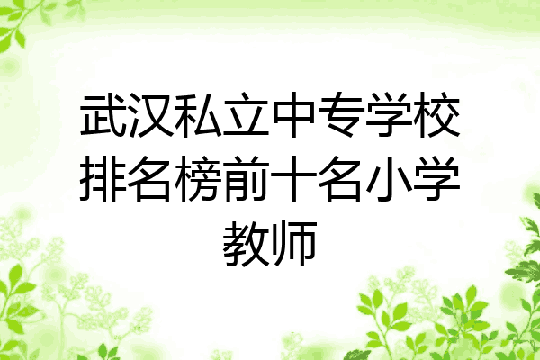 武汉私立中专学校排名榜前十名小学教师
