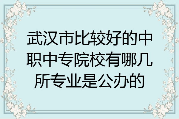 武汉市比较好的中职中专院校有哪几所专业是公办的