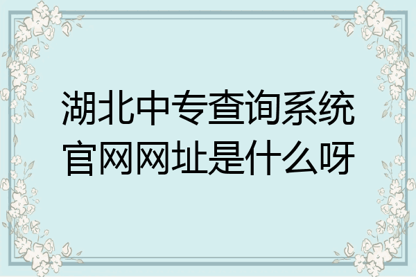 湖北中专查询系统官网网址是什么呀