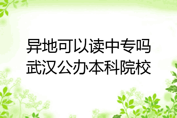 异地可以读中专吗武汉公办本科院校