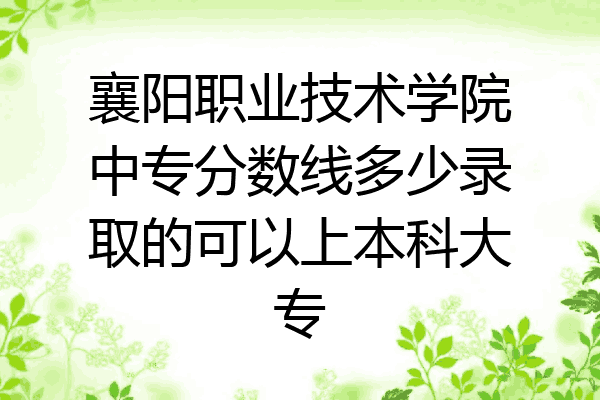 襄阳职业技术学院中专分数线多少录取的可以上本科大专