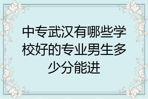 中专武汉有哪些学校好的专业男生多少分能进