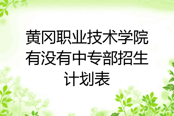 黄冈职业技术学院有没有中专部招生计划表