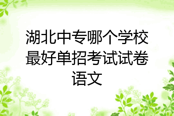 湖北中专哪个学校最好单招考试试卷语文