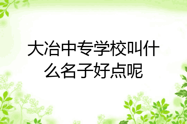 大冶中专学校叫什么名子好点呢