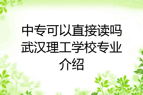 中专可以直接读吗武汉理工学校专业介绍