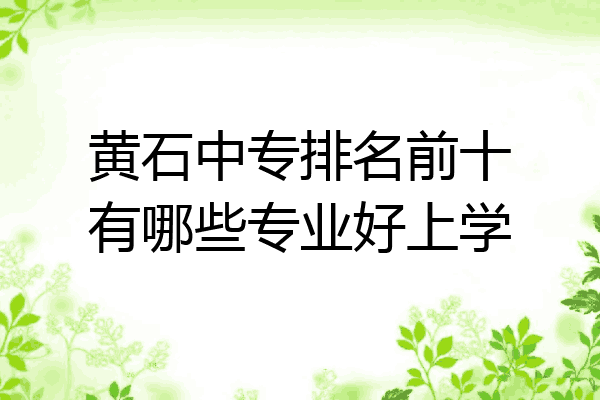 黄石中专排名前十有哪些专业好上学