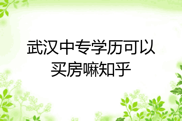 武汉中专学历可以买房嘛知乎