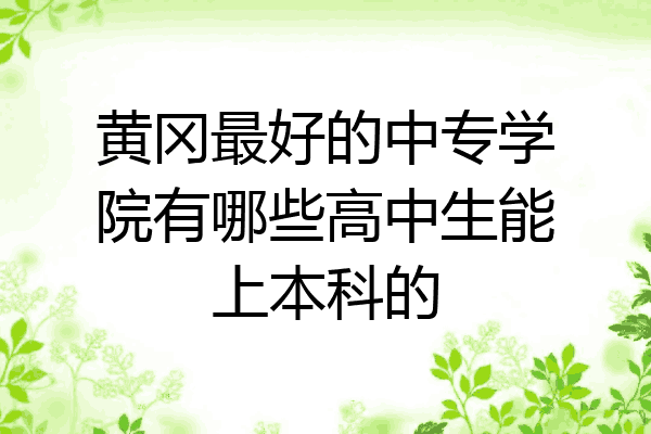 黄冈最好的中专学院有哪些高中生能上本科的