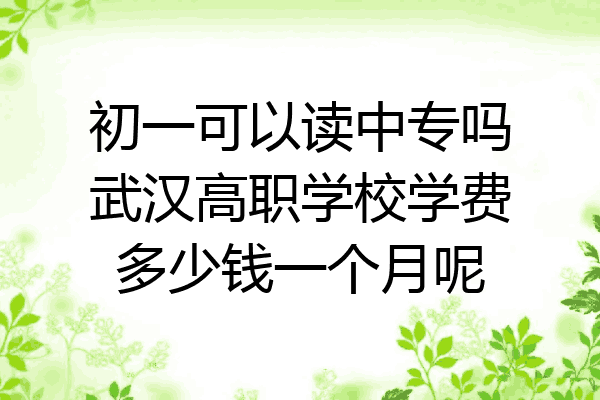 初一可以读中专吗武汉高职学校学费多少钱一个月呢