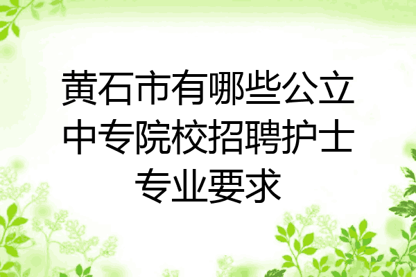 黄石市有哪些公立中专院校招聘护士专业要求