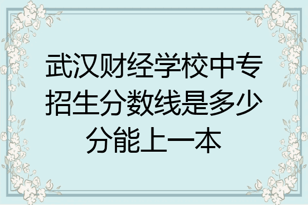 武汉财经学校中专招生分数线是多少分能上一本