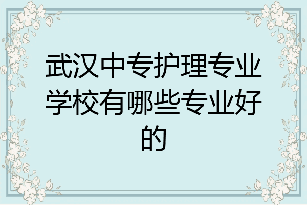 武汉中专护理专业学校有哪些专业好的