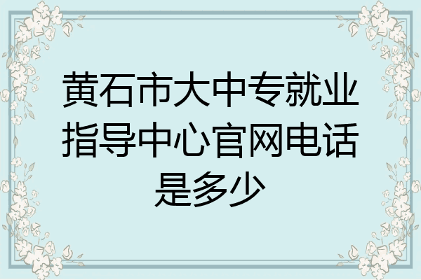 黄石市大中专就业指导中心官网电话是多少