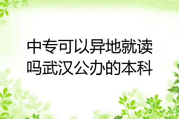 中专可以异地就读吗武汉公办的本科