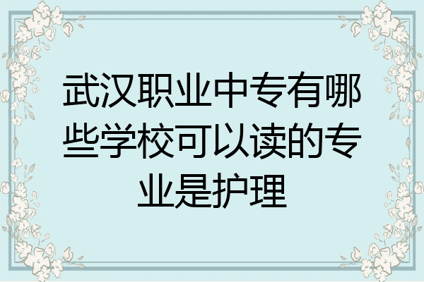 武汉职业中专有哪些学校可以读的专业是护理