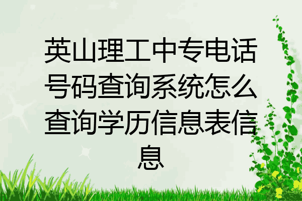 英山理工中专电话号码查询系统怎么查询学历信息表信息