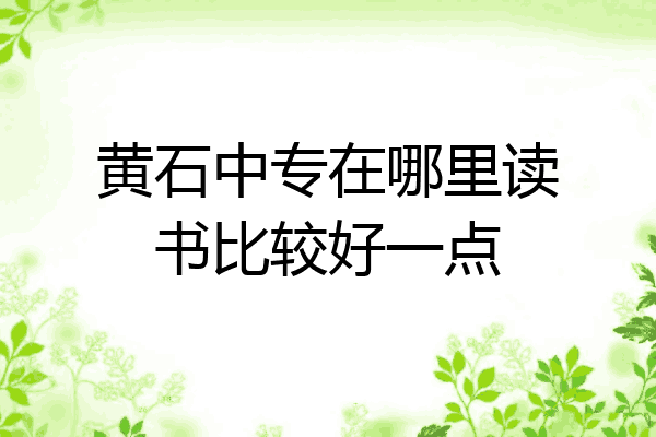 黄石中专在哪里读书比较好一点